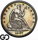 1887 Seated Liberty Half Dollar, Proof-Like, Super RARE Gem BU++ PL Key Date!