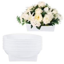 9-Pack Modern Round Floral Foam Bowls, 6.3 Inch, White Plastic, 85.73 Cubic I...