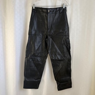 Monki Black Faux Leather High Waisted Pants Womens Size 36