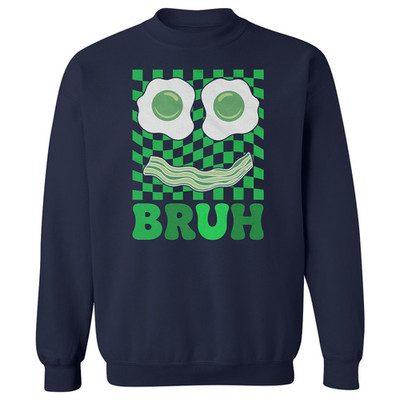 Bruh Funny Breakfast Face - St Patricks Day Humor Unisex Crewneck Sweatshirt