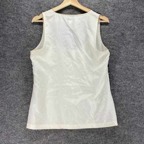 Banana Republic Tank Women M Medium White Geometric Lined Silk Sleeveless Casual - Picture 2 of 9