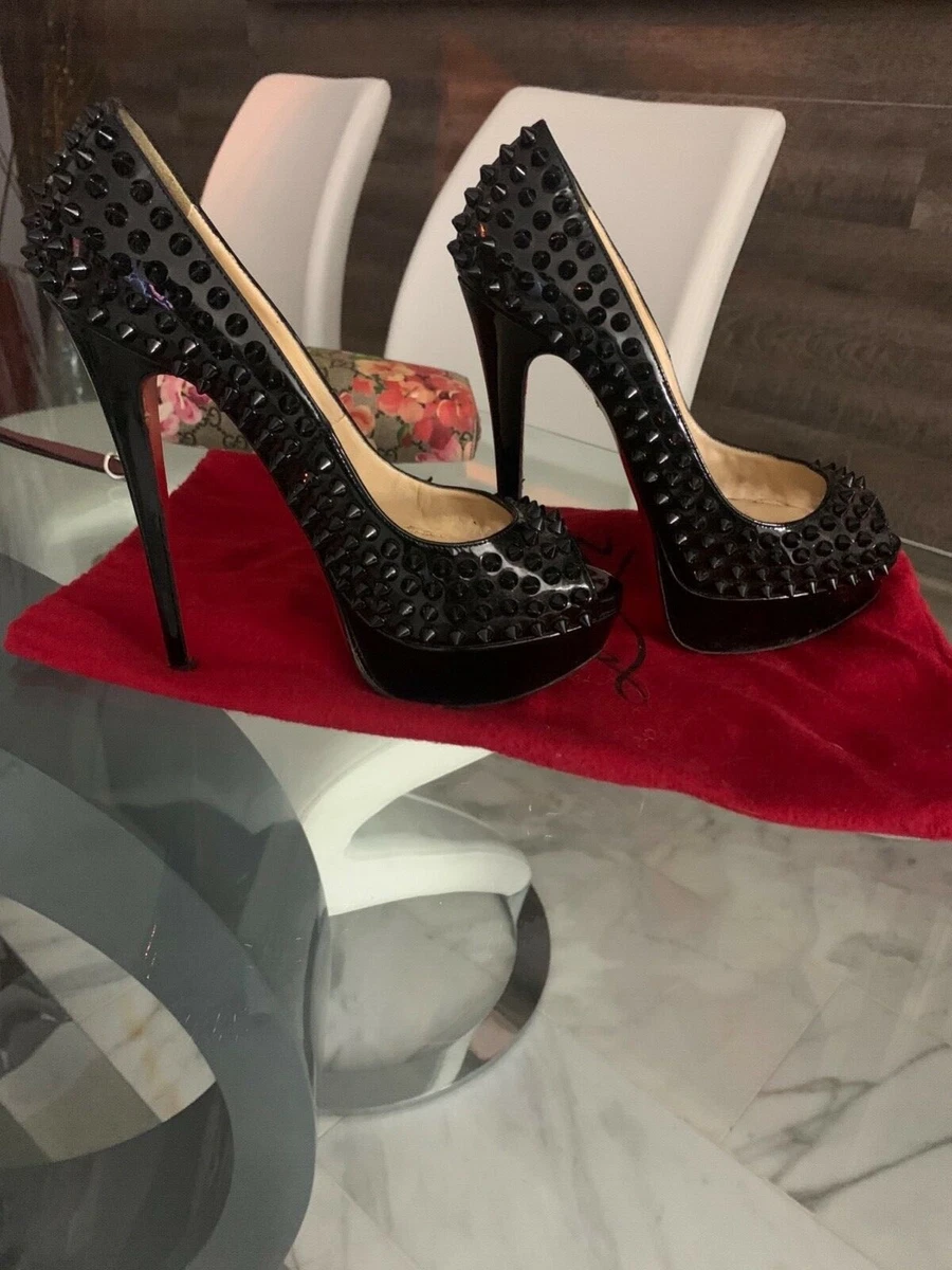 christian Louboutin lady peep toe spikes pump