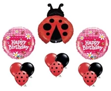 LADYBUG Lady Bug Polka Dots Birthday PARTY 12 Mylar and Latex BALLOONS Set Kit