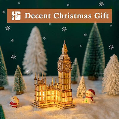 Robotime 3D Holz Puzzle LED London Big Ben Bau Gebäude Kinder Spielzeug Geschenk