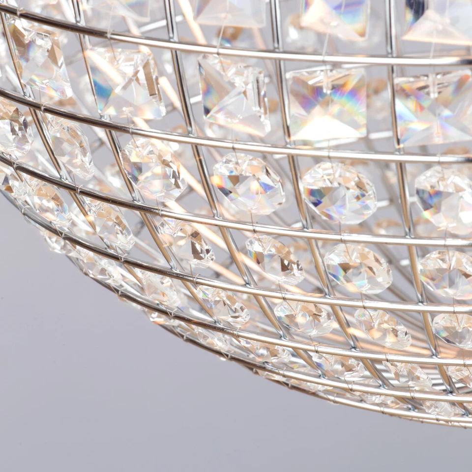 Litecraft Miley Ceiling Pendant Crystal Effect Cage 1 Light - Polished Chrome - Image 4 of 4