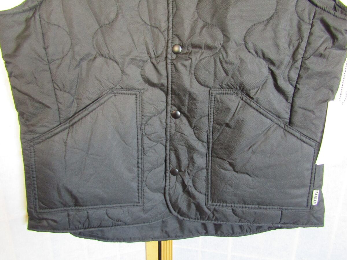 NWT Taikan Quilted Vest Black Snap Polyester/Nylon Bomber NWT Taikan Quilted Vest Black Snap Polyester/Nylon Bomber