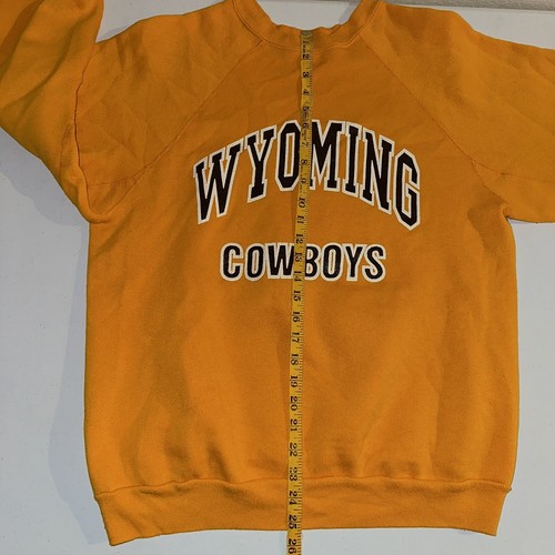 Vintage 80s Wyoming Cowboys Gold Sweatshirt Raglan Size Large 50/50 Made In USA - Picture 14 of 15