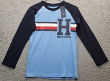 Tommy Hilfiger Shirt Boys M Multi Cotton Graphic Long Sleeve Round Neck Pullover