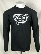 CHICAGO WHITE SOX LONG SLEEVE BLACK T-SHIRT BY STITCHES MEN'S M L XL FREE SHIP