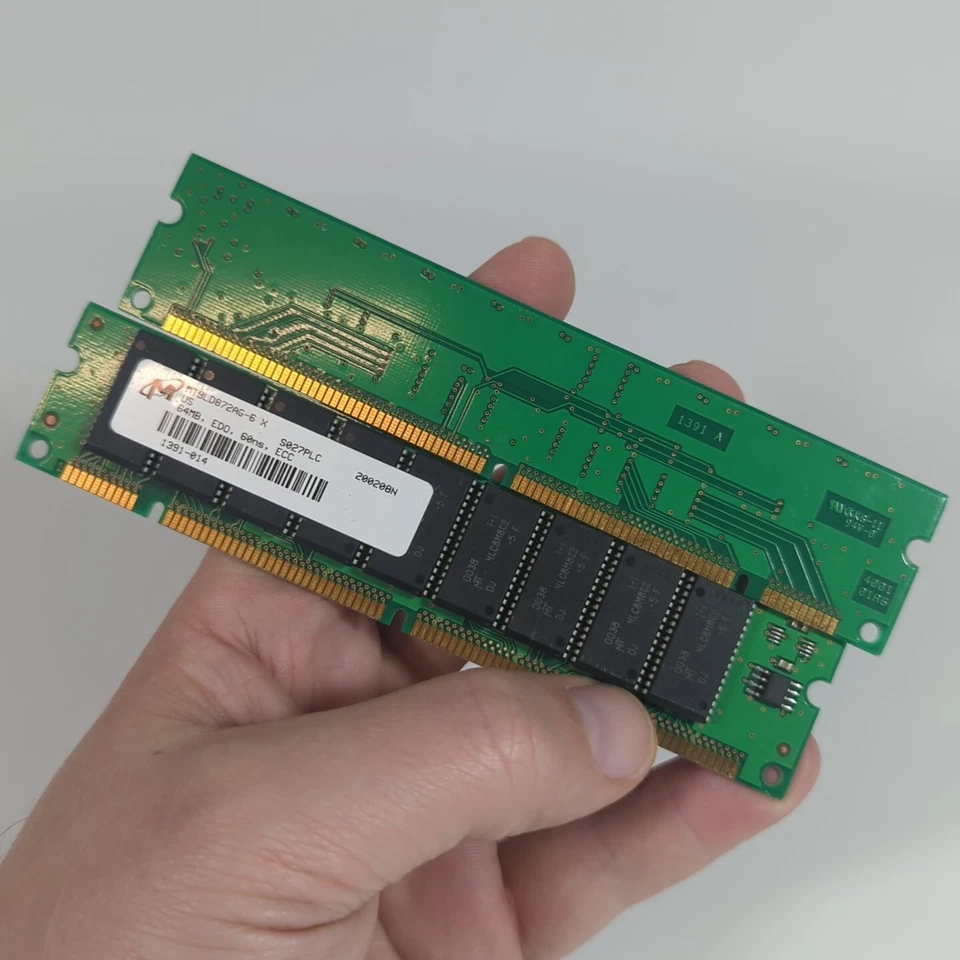 Micron EDO ECC DIMMs - 2x 64MB Single Sided 60ns, 128MB Total - Fully Tested - Image 4 of 4