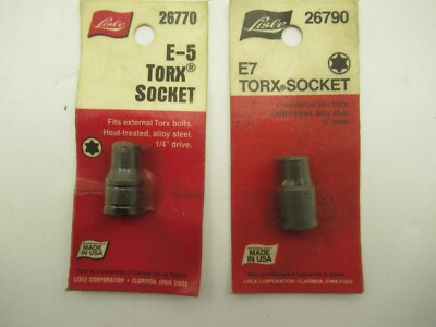 Lisle E5 #26770 and E7 #26790 Torx Sockets 1/4'' Drive Pair