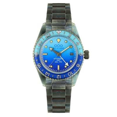 Out of Order BLAUE BOMBE GMT Automatik Stahl Datum Blau Saphir Herrenuhr