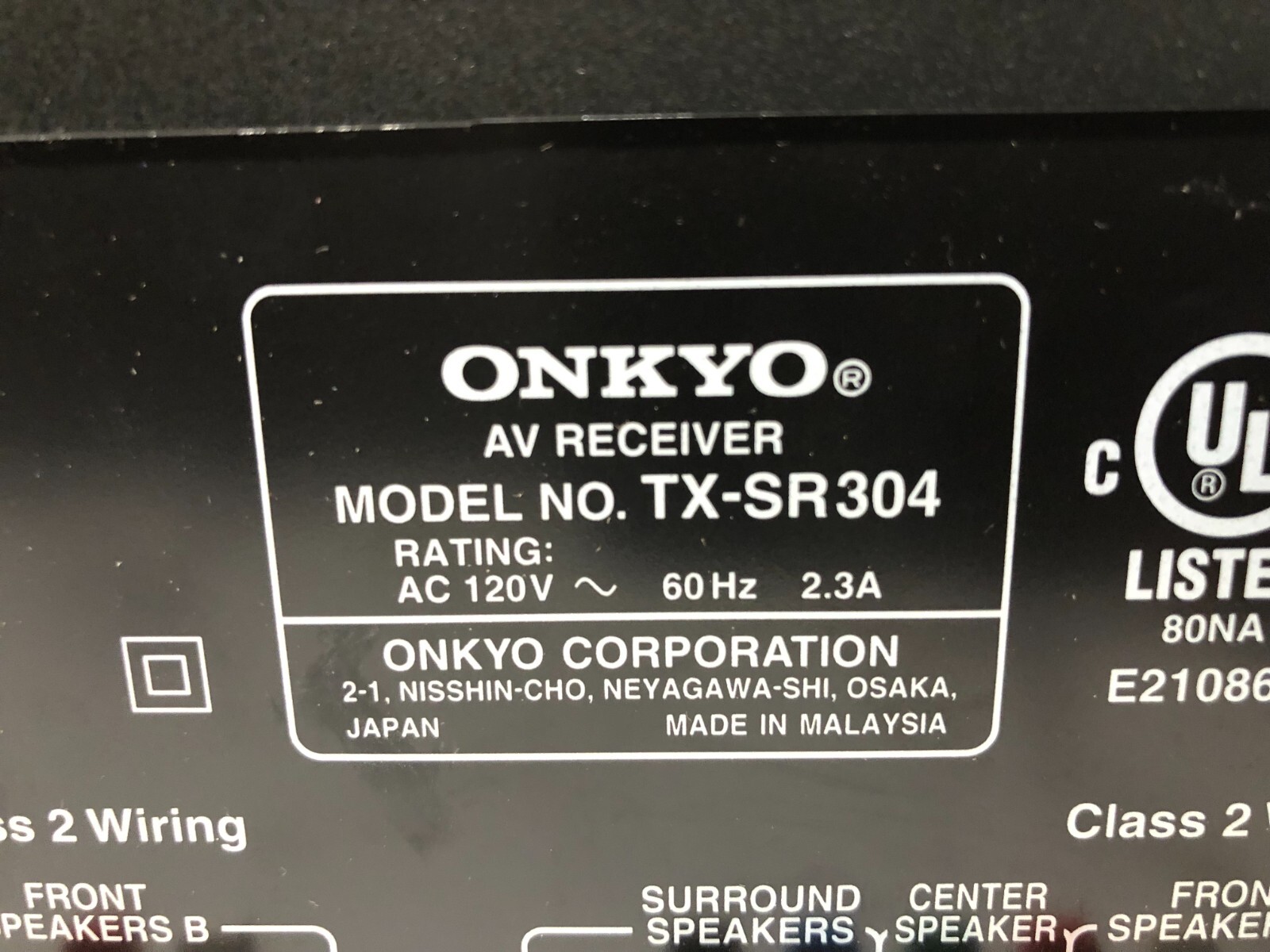 Onkyo TX-SR304 Receiver HiFi Stereo 5.1 Channel Home Audio Audiophile AM/FM
