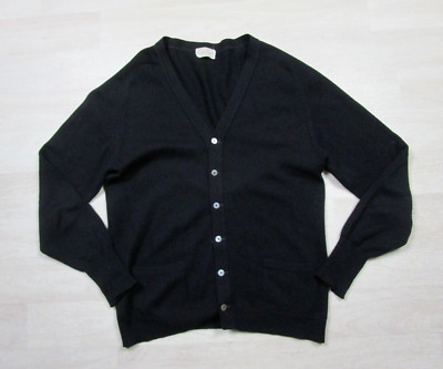 Vintage Lyle Scott Cardigan Sweater Men's (S/M) Black Cashmere Knit 80s Scotland