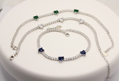 TENNIS ARMBAND 3 HERZEN SILBERFARBEN 18 MM 6 X 6 ZIRKONIA MM 2,5 EXPLOIT