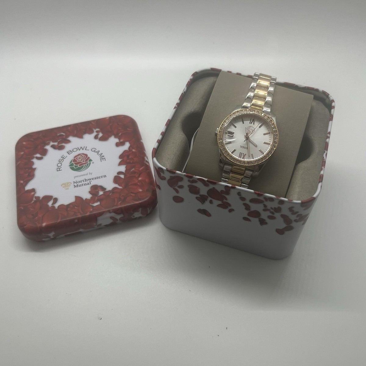 NEW Ohio State Rose Bowl Fossil Mini 3-Hand Date 2-Tone 