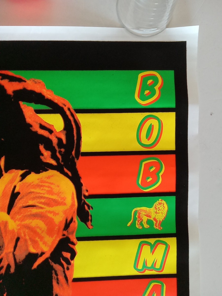 Original Bob Marley Stripes Blacklight Poster Reggae Rasta
