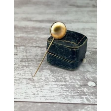 Antique 14k yellow gold Operculum Shell Stick lapel Veil pin Victorian Era
