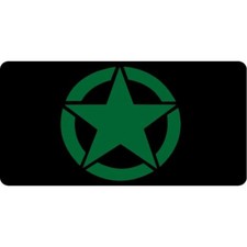 green army star logo military on black license plate made in usa