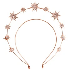 Stars Goddess Crown Halo Headband Cown Tiara, Boho Rose Gold Headpiece