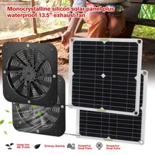 Solar Powered Exhaust Fan 20W Solar Panel 13.5" Shutter Vent Fan for Greenhouse