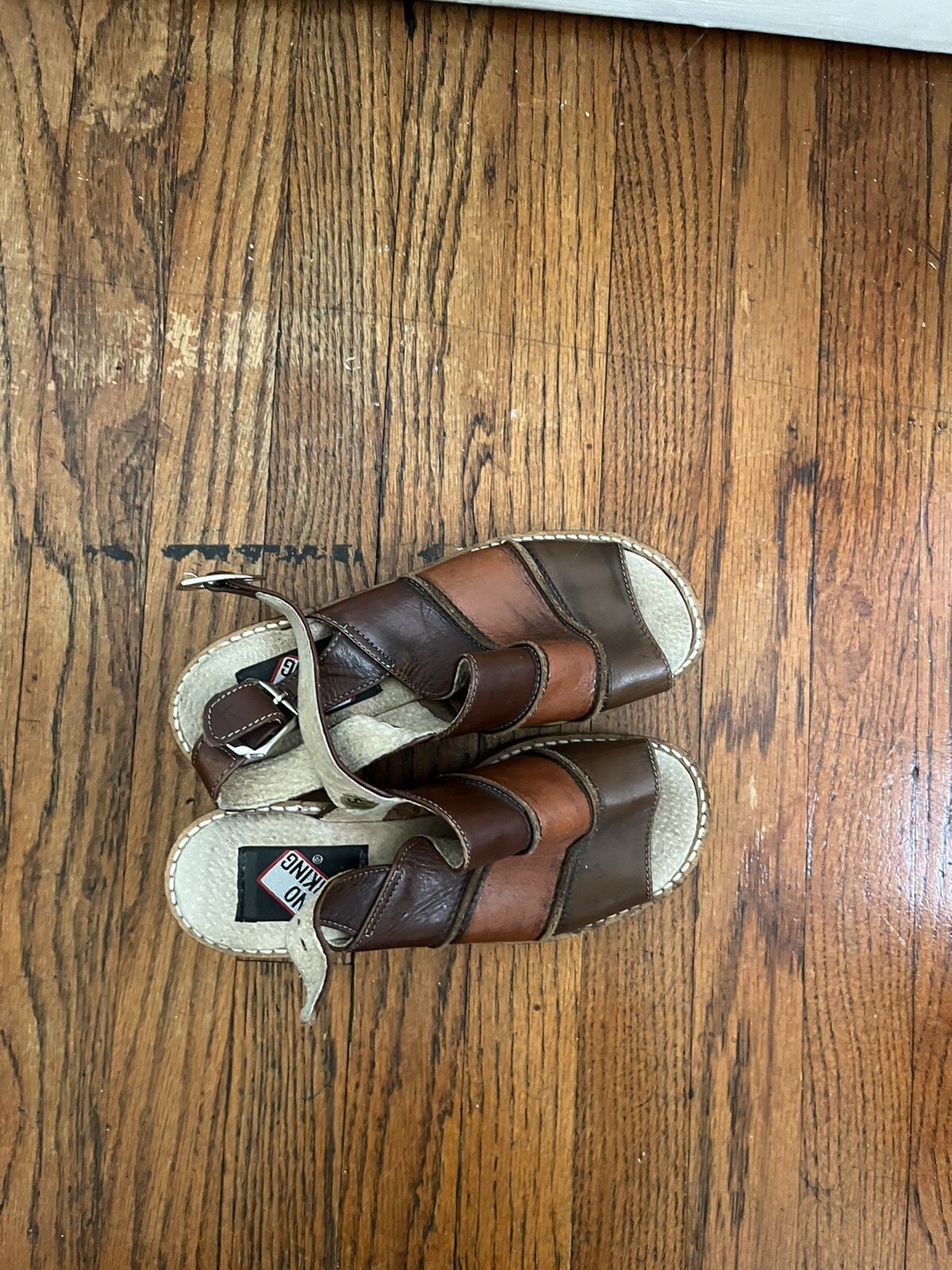 Vintage Patchwork Leather Platform Sandals Size 5… - image 4