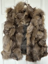 June Brand Tan Brown Undyed Fox Fur Ladies Vest Size Small