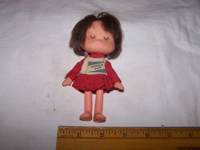 Vintage Small Brunette Doll with BUBBLE GUM Dress marked Hong Kong