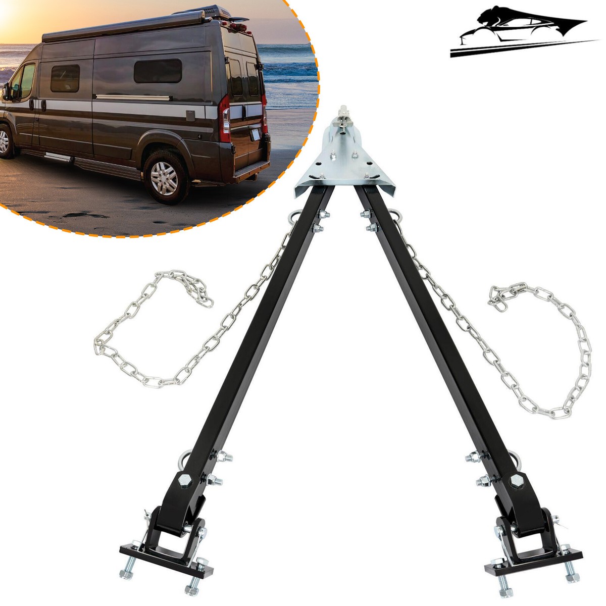 Adjustable Tow Bar 5500lbs W/Safety Chain 24" To 41" Wide For - Foto 13