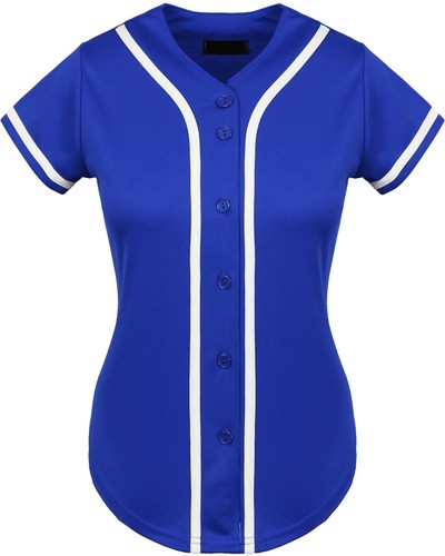 Camiseta de béisbol femenino Raglan Plain T Shirt Team Sport Button Fashion Tee Casual - Imagen 13 de 50