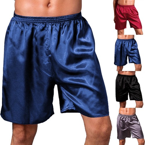 Men's Silk Satin Sleepwear Nightwear Lounge Pants Shorts Sleep Bottoms L-2XL - Picture 4 of 15