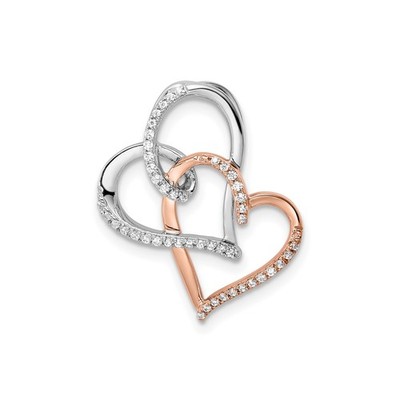 14k bicolor Gold Diamant ineinandergreifendes Herz Anhänger Halskette für Frauen Liebe
