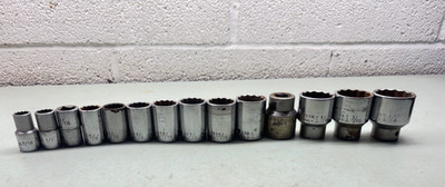 WRIGHT Tools 1/2'' Drive SAE 12 Point Socket Set 7/16'' to 1-1/4'' Vintage USA