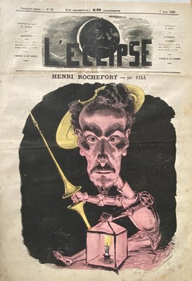 L'ECLIPSE ANDRE GILL 7. Juni 1868 N° 20 HENRI ROCHEFORT Plakat