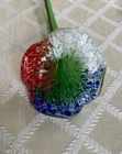 Vintage Murano Style Hand Blown Glass Long Stem Red,White,Blue Lily 21 “