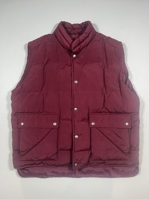 St Johns Bay Vest Mens XL Burgundy Down Puffer Quilted Outdoor Hiking Warm