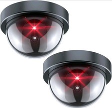 2 Pack Dummy Camera Fake Security CCTV Dome Camera with Flashing Red LED Light