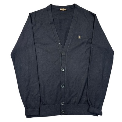 Gabicci Knit Cardigan Wool Blend V-Neck Button Sweater Black