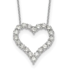 14k White Gold Diamond Heart Pendant Necklace 18" for Women 2.57gm