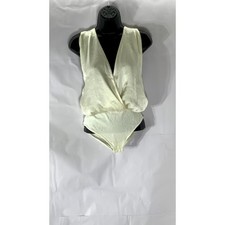 OUT FROM UNDER Women's Cream Surplice V-Neck Sleeveless Halter Bodysuit SZ M