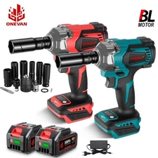 Cordless Impact Wrench 1/2" 1200Nm 2Battery Electric Wrench Driver Gun Brushless