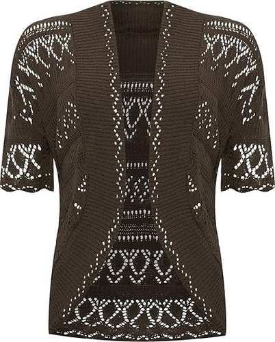 Ladies' Women’s Crochet Knit Short Sleeve Shrug Cardigan Bolero M-2XL - Picture 10 of 25