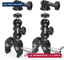 SMALLRIG Super Camera Clamp Mount 2-Pack, Double Ball Head Magic Arm Adapter.
