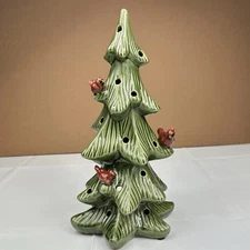 Ceramic Tealight Candle Holder Christmas Tree Cardinal Tii Collections 11”