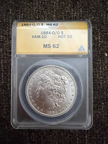 1884 O/O Morgan VAM-10 HOT 50! MS62 90% silver coin