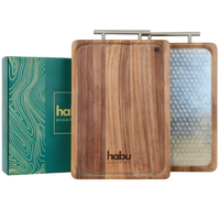 Habu Essentials Schneidebrett Holz 35X25 Cm Walnuss 304 Edelstahl Doppelseitig