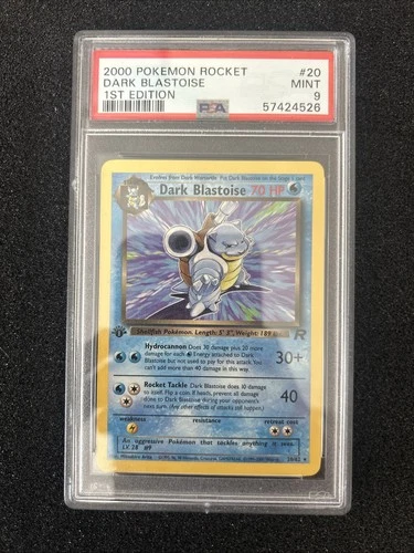 Pokemon 2000 Dark Blastoise 20/82 1st Edition Team Rocket PSA 9
