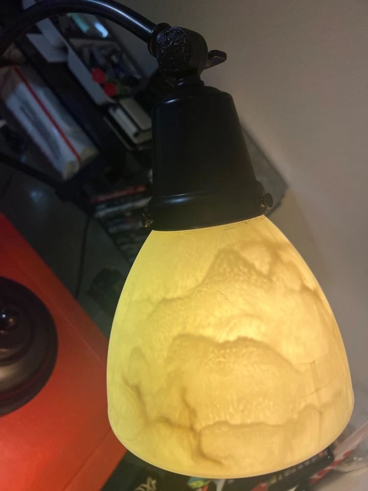 Ott-Lite - Bankers Table Desk Lamp - Bronze Antique Style Marble Shade - E13DY1 - Image 2 of 4