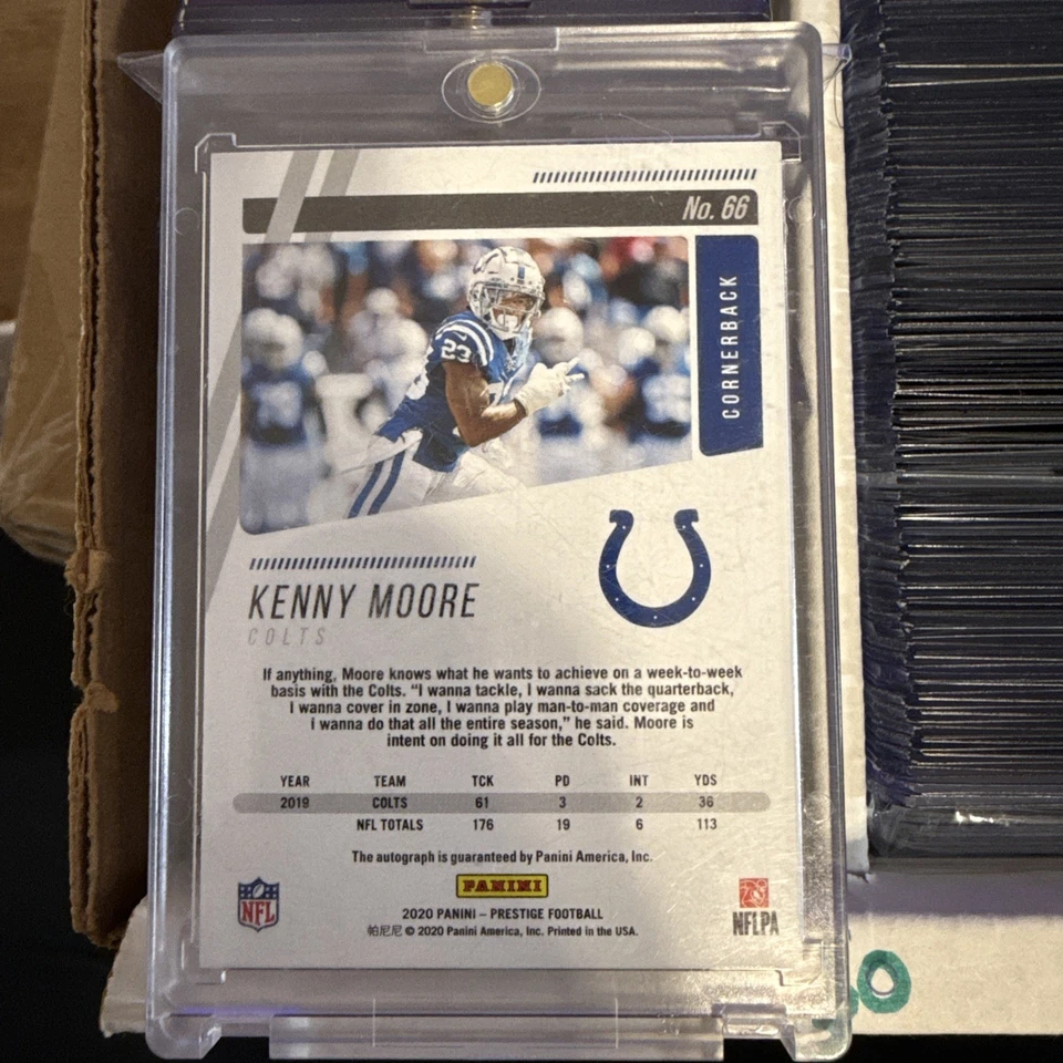2020 Panini Prestige Kenny Moore Auto 16/25 Indianapolis Colts NFL - Image 2 of 2