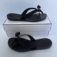 NIB Guess Black Tutu Eva Bow Rhinestone Thong Flip Flops Sandals Women s Size 10